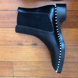 Stuart Weitzman Cline Pearly Studded Leather Boots